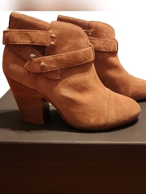 Rag & Bone Harrow Suede Ankle Booties in the Color Camel